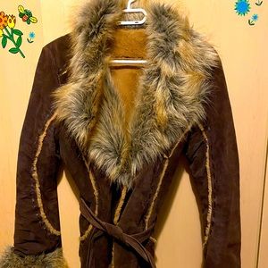 Wilson Leather faux fur collar coat